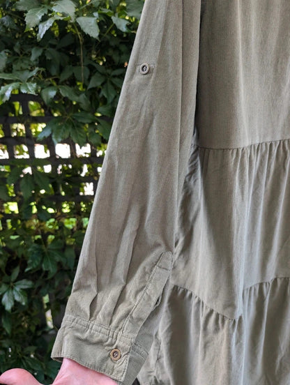 Velvet Heart Needlecord Shirt Dress Olive Green UK14