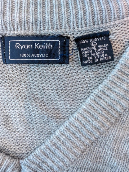 Ryan Keith Grey Cable Knit Sweater Vest – Size L