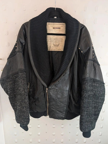 On The Road Oversized Mixed Media Biker Jacket L