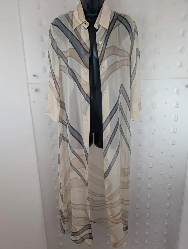 Vintage Max Mara Pura Seta Pure Silk Geometric Maxi Shirt Dress Made in Italy