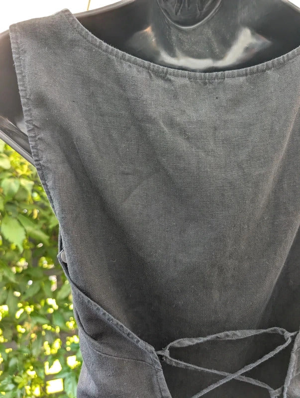 Wrap Black Linen Blend Tie Back Top UK6 Petite