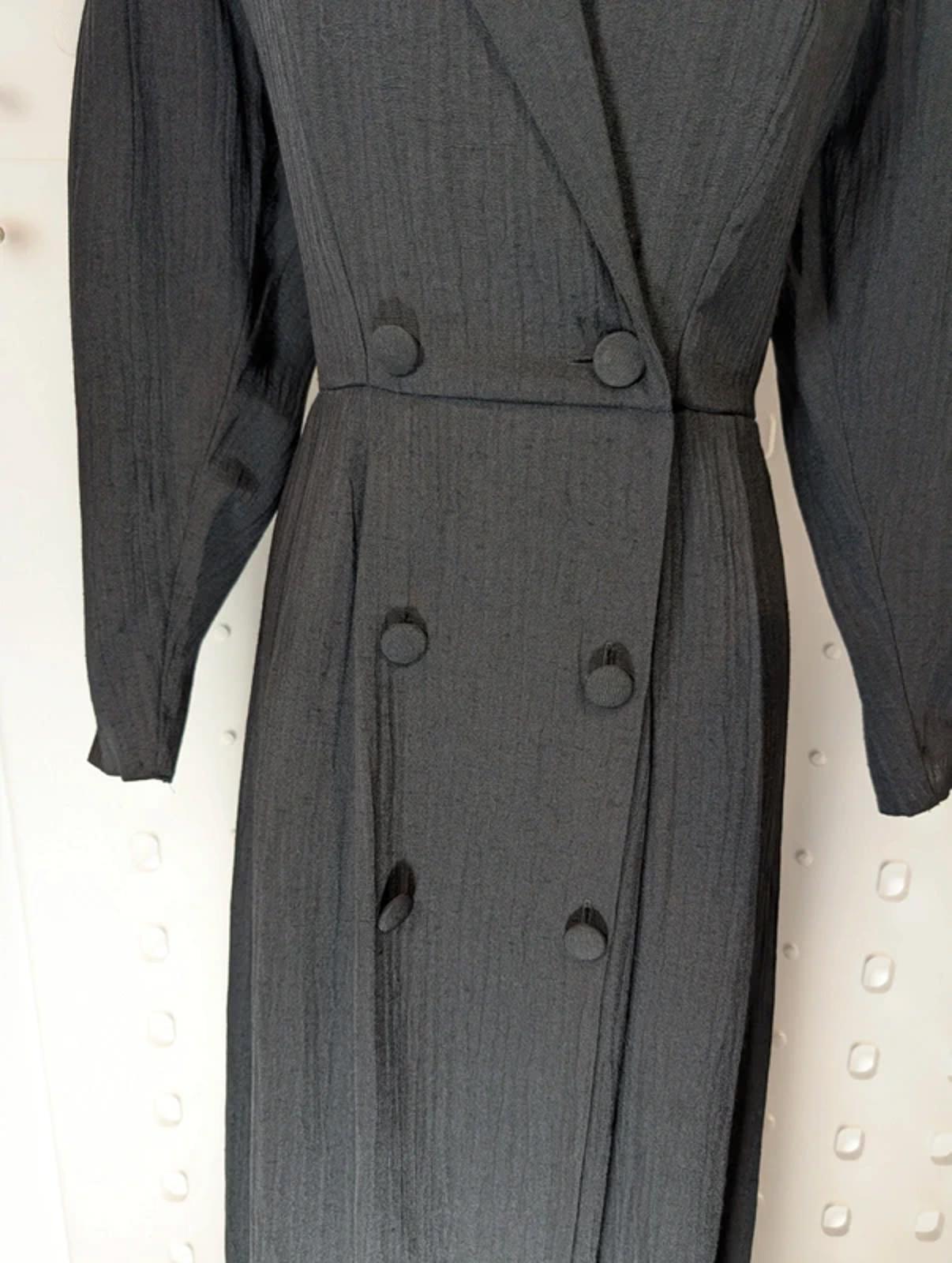 Vintage Paige Pleated Wrap Dress UK10 Double Breasted Monochrome
