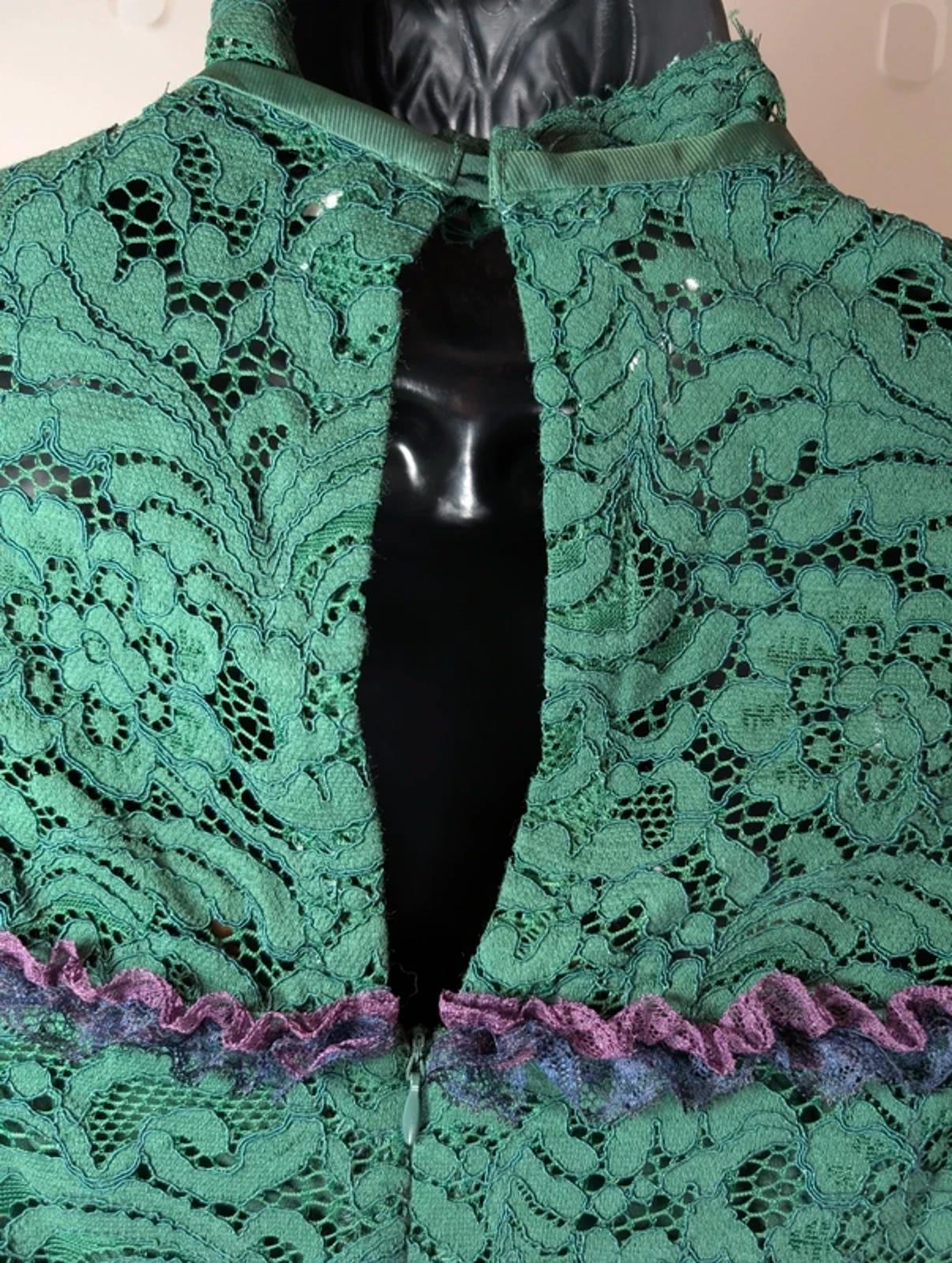 Sandro Paris Green Lace Mini Dress Keyhole Back Fitted