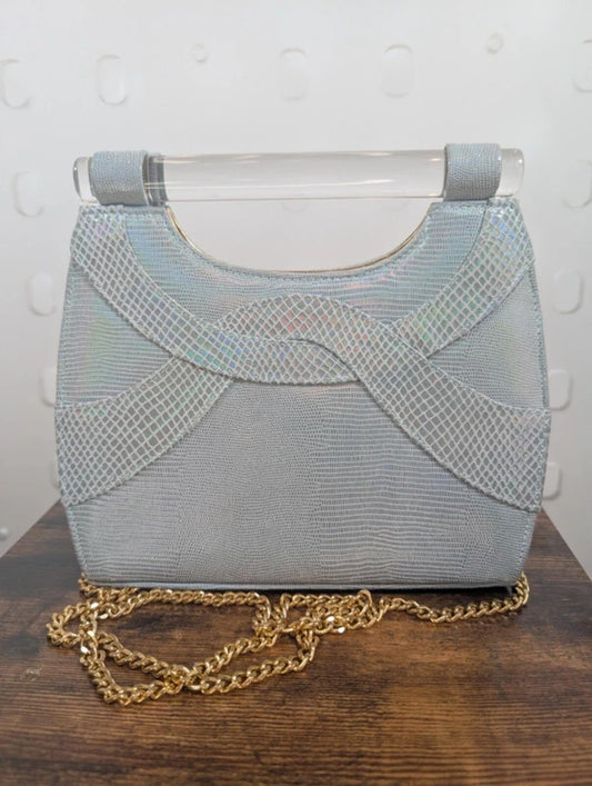 Timothy Huntsman iridescent blue vintage shoulder bag