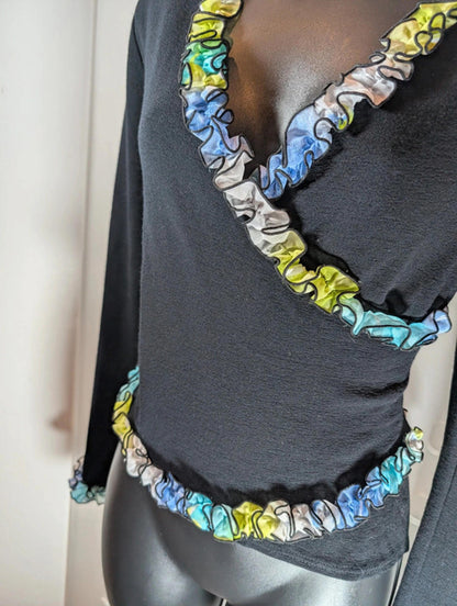 Y2K Bastet Ruffle Trim Wrap-Style Top | EU 36/38 (UK 8–10)