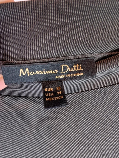 Massimo Dutti Charcoal Grey Pleated Midi Skirt XS 25” Waist Minimal Capsule