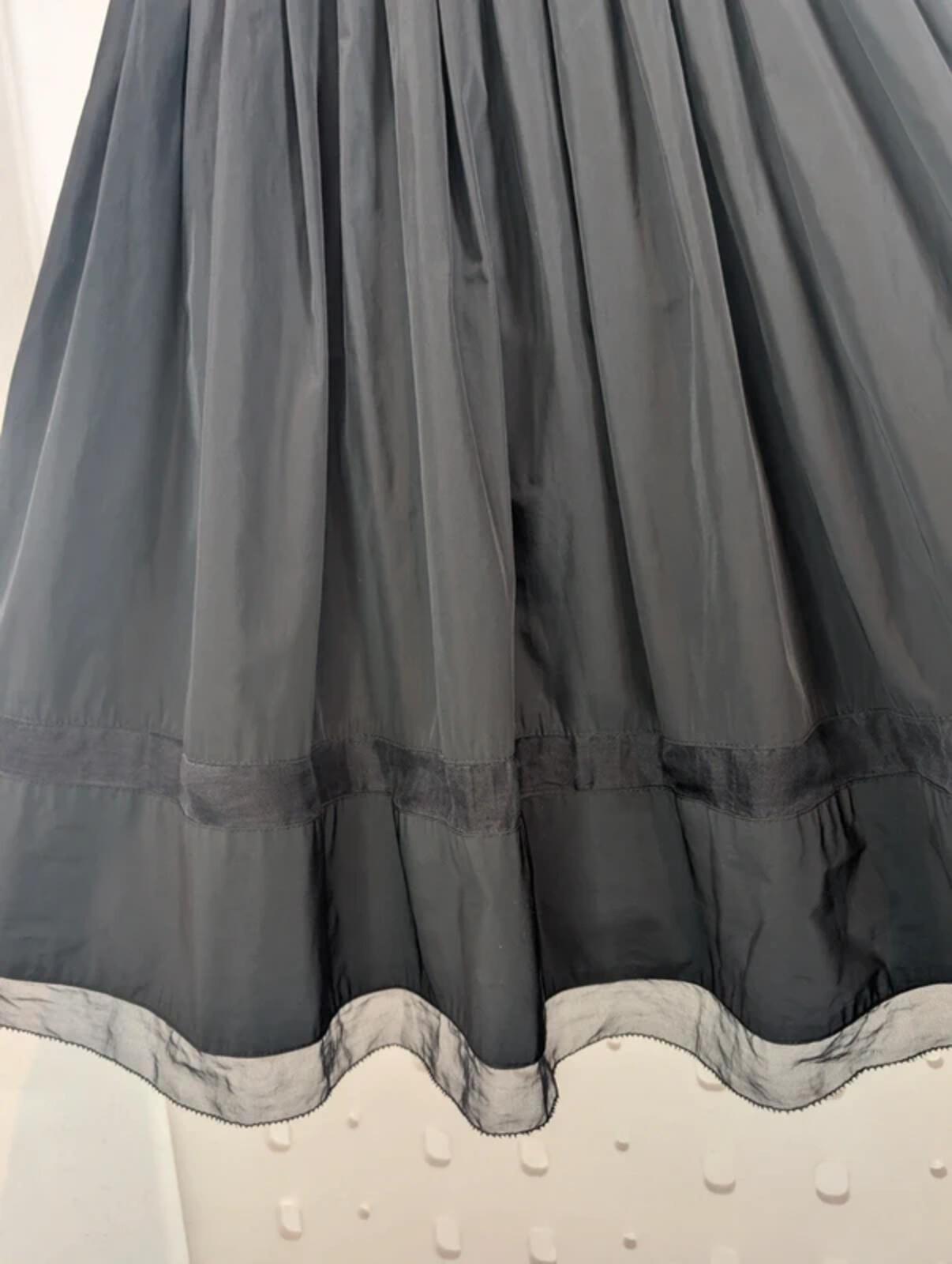 Coast Black Taffeta Fit & Flare Dress UK12 Gothic Sheer Panel