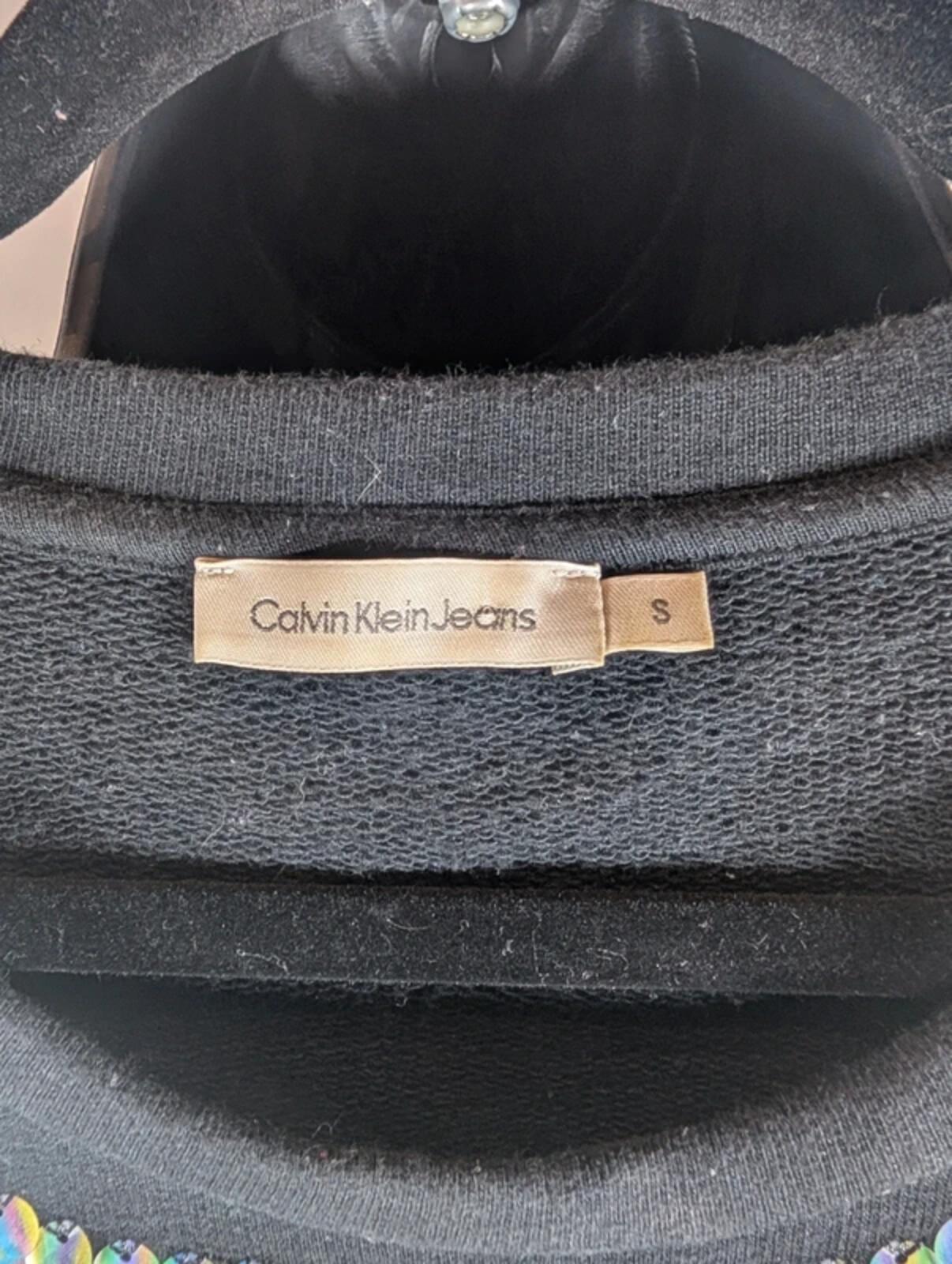 Calvin Klein Black Holographic Sequin Oversized T-Shirt Top UK8–10