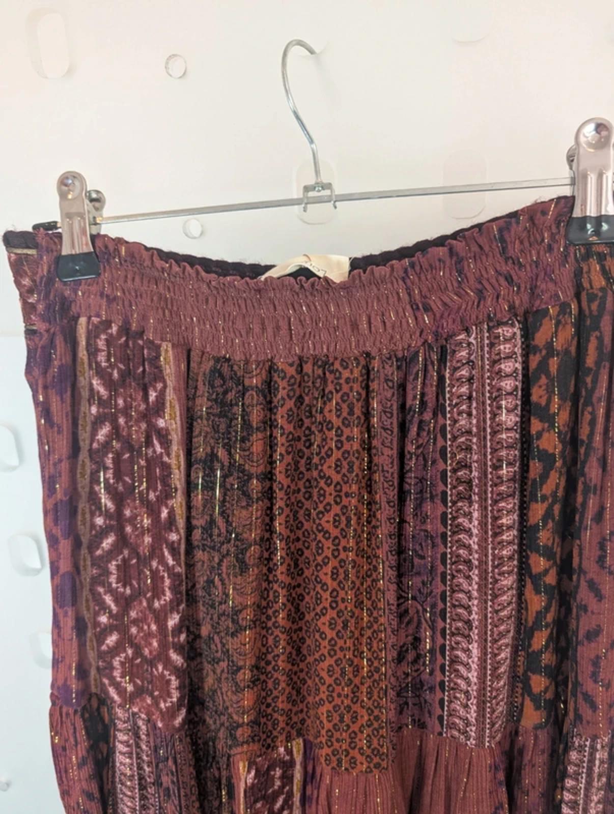 Louizon Boho Maxi Skirt Gold Thread Detail NWT XS