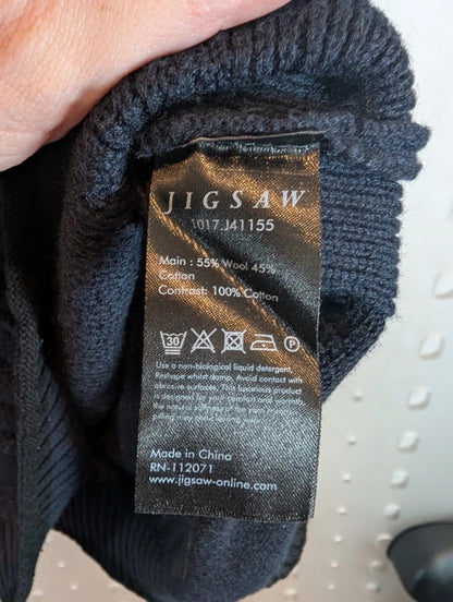 Jigsaw Navy Wool Cotton Oversized Jumper Small
