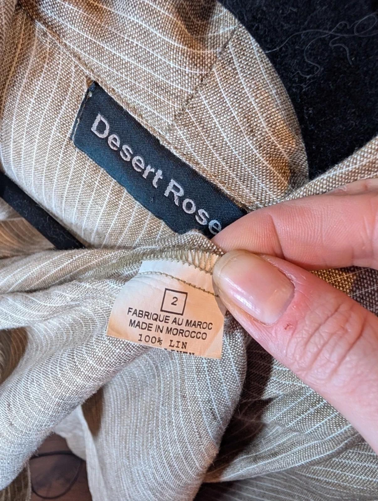 Desert Rose Linen Kimono Jacket Biscuit Pinstripe (Free Size)