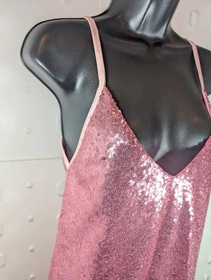 Pea Street Handmade Sequin Swing Dress Baby Pink Medium