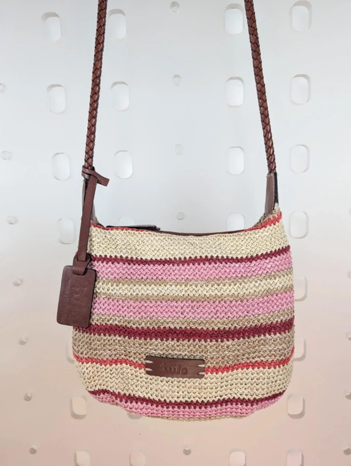 Tula Rattan Crossbody Bag Leather Trim Woven Summer Holiday Boho