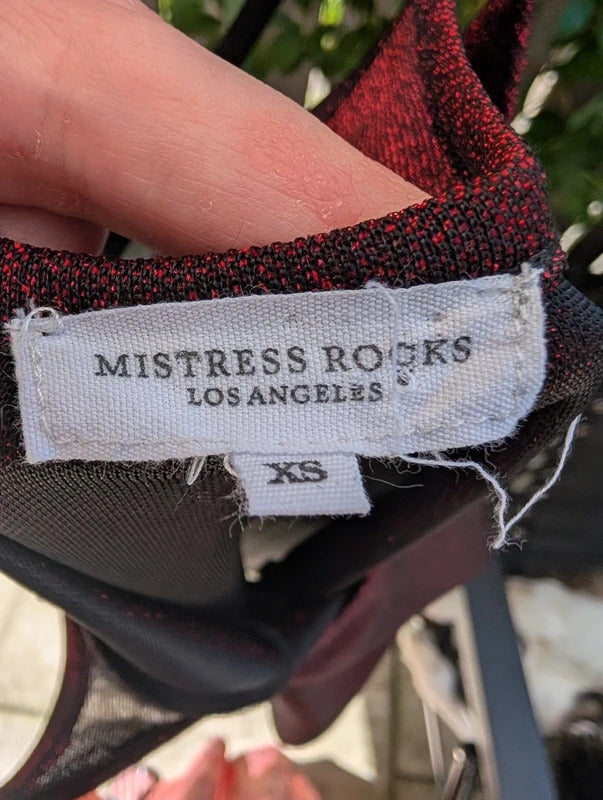 Mistress Rocks Glitter Mini Dress Red Black XS