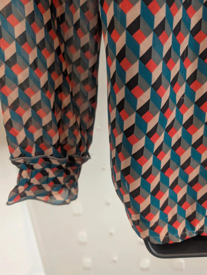 Sandwich geometric print shirt – size UK 10