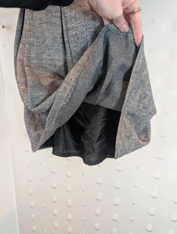 Komodo Grey Cotton Wool Fit & Flare Dress Size 1 UK8