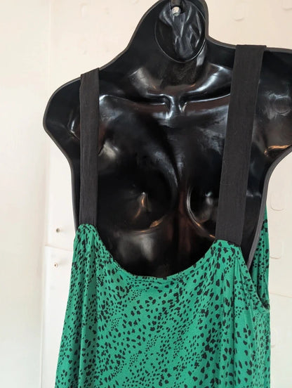 Saint + Sofia Green Black Speckle Maxi Dress UK18