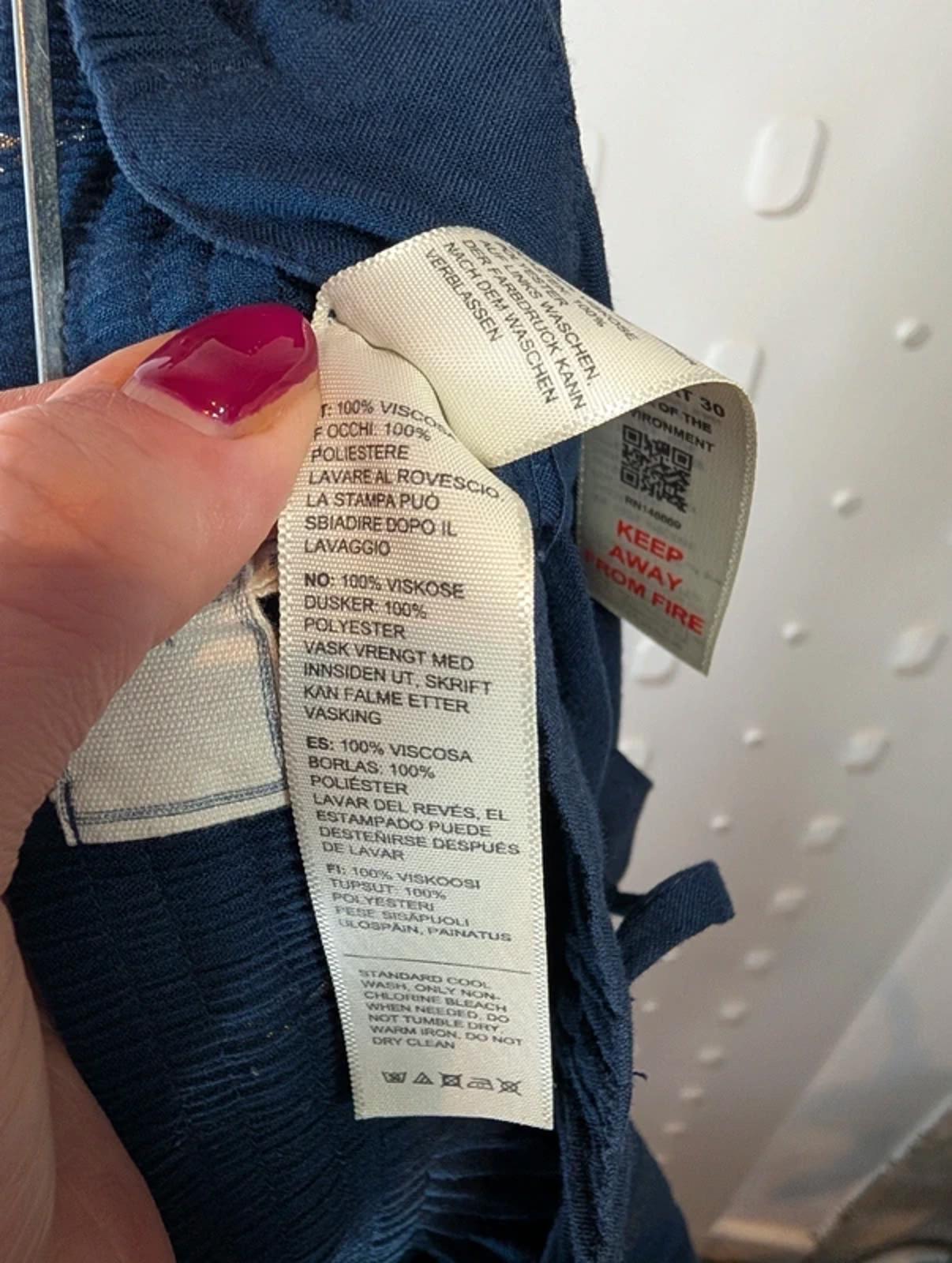 Fat Face UK12 Navy Printed Viscose Trousers