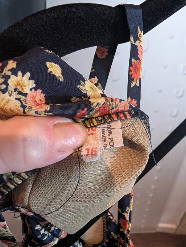 Vintage 90s Made in Great Britain Navy Rose Floral Maxi Dress UK16