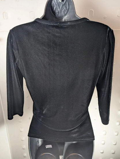 Vintage 90s Velvet Top – Jonden by Linda Leal – Black – UK 8 (est.)