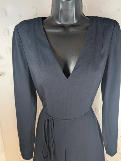 Whistles Navy Pleated Dress UK 8 Tailored Work Occasion Midi