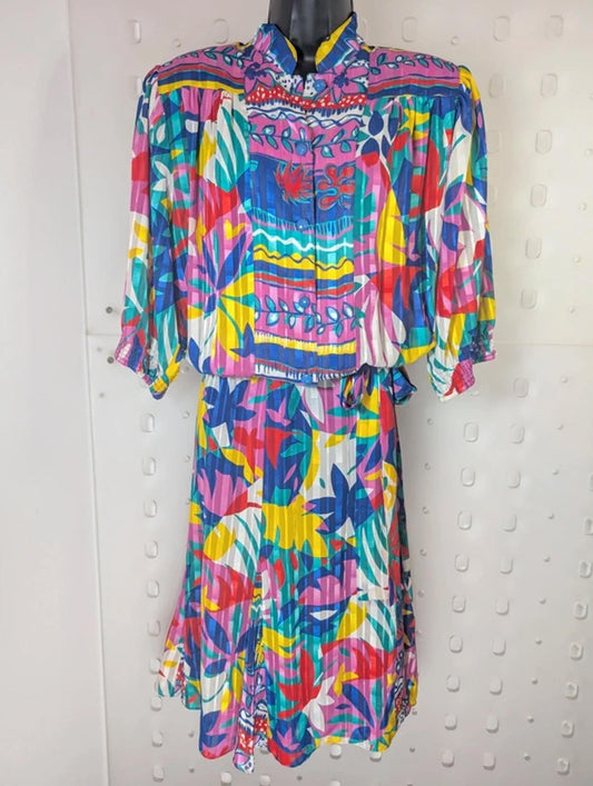 Vintage Kanga Collection by Dale Tryon Bold Print Midi Dress (Made in Hong Kong)