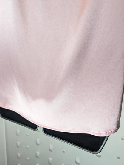 Guido Lombardi Silk Blend Rose Pink Top French Seam Scoop Neck Size L