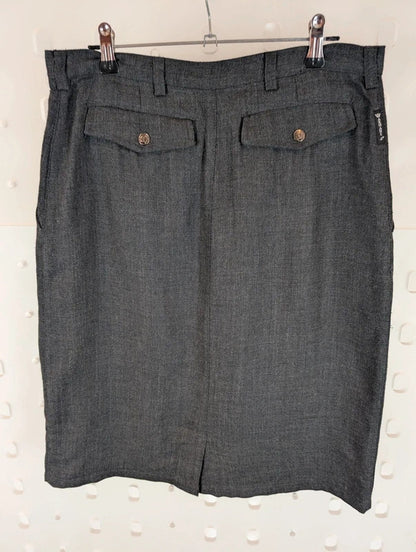Vintage Armani Jeans Grey Wool Blend Skirt Made in Italy UK12/14