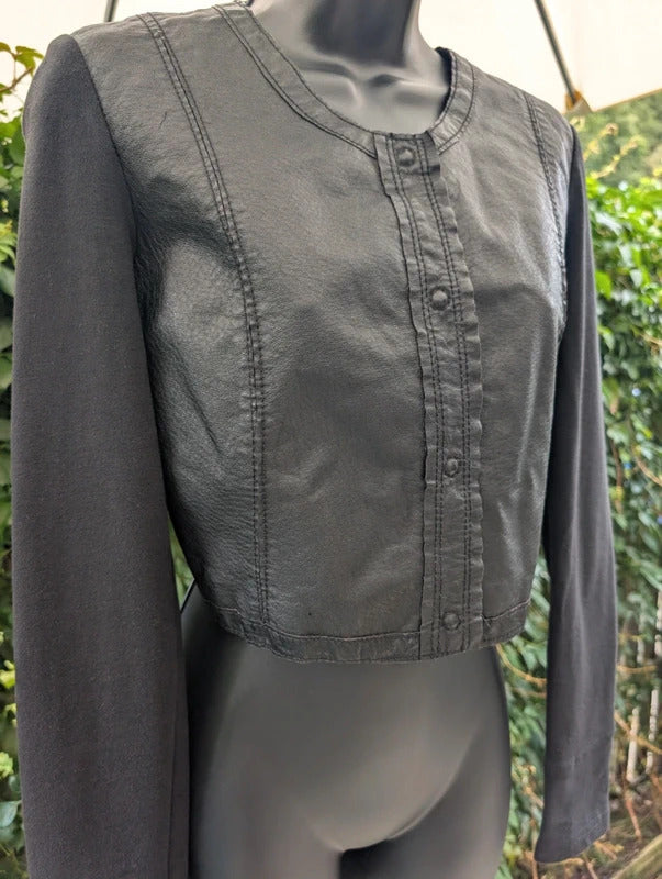 Sandwich Leather & Jersey Cropped Jacket Size 38