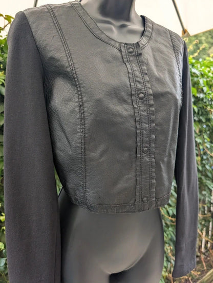 Sandwich Leather & Jersey Cropped Jacket Size 38