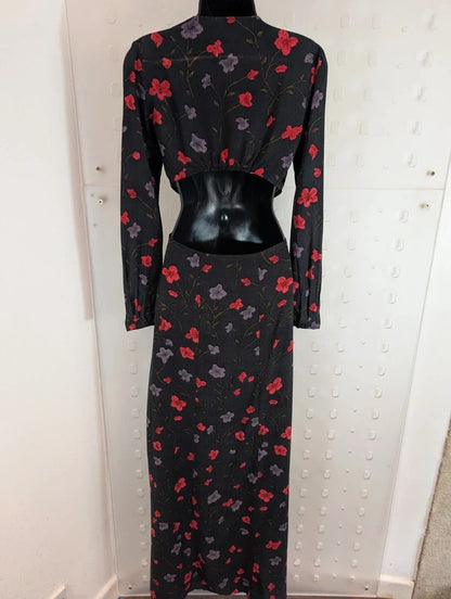 Reformed Charcoal Floral Cut Out Maxi Dress Small