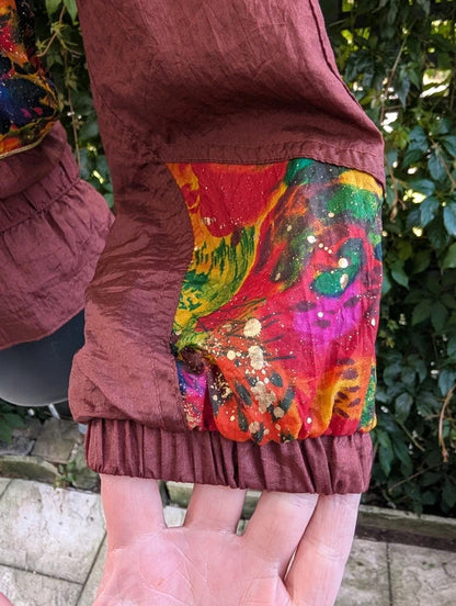 Vintage 1980s EVR Div Rousso Metallic Shell Jacket Paint Splatter