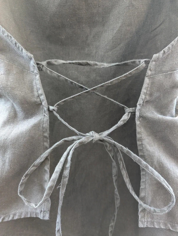 Wrap Black Linen Blend Tie Back Top UK6 Petite