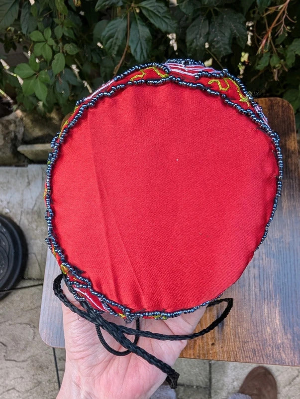 Beaded Bucket Bag Red Festival Crossbody