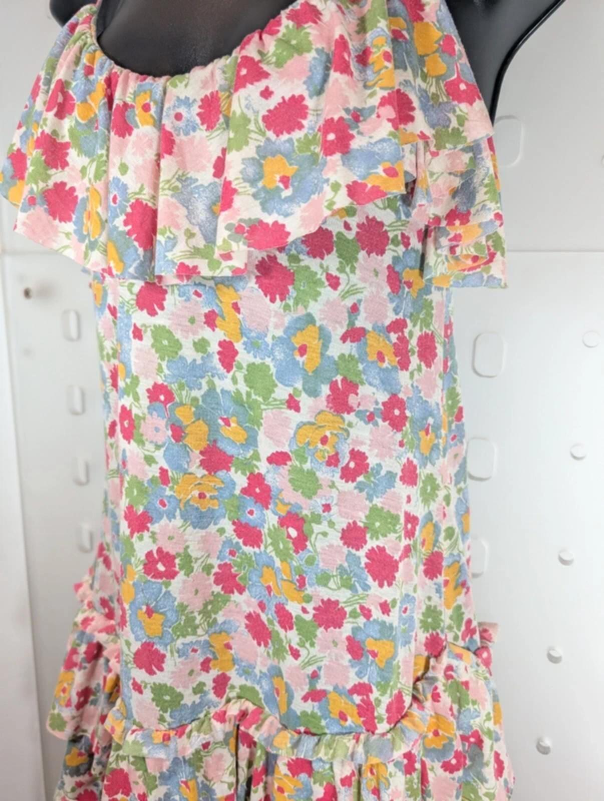 Topshop Y2K Floral Mini Dress Pink Blue UK6