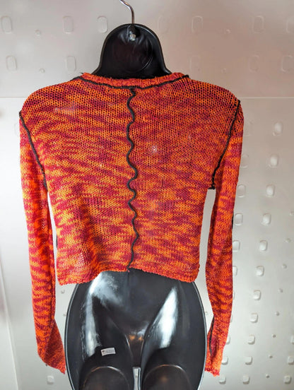 The Ragged Priest Cropped Knit Top – Red & Orange – XS