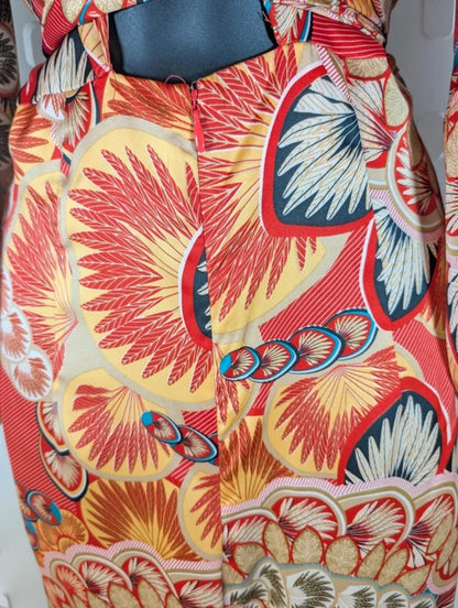 Traffic People Printed Jumpsuit Oriental Style Wide Leg Size S