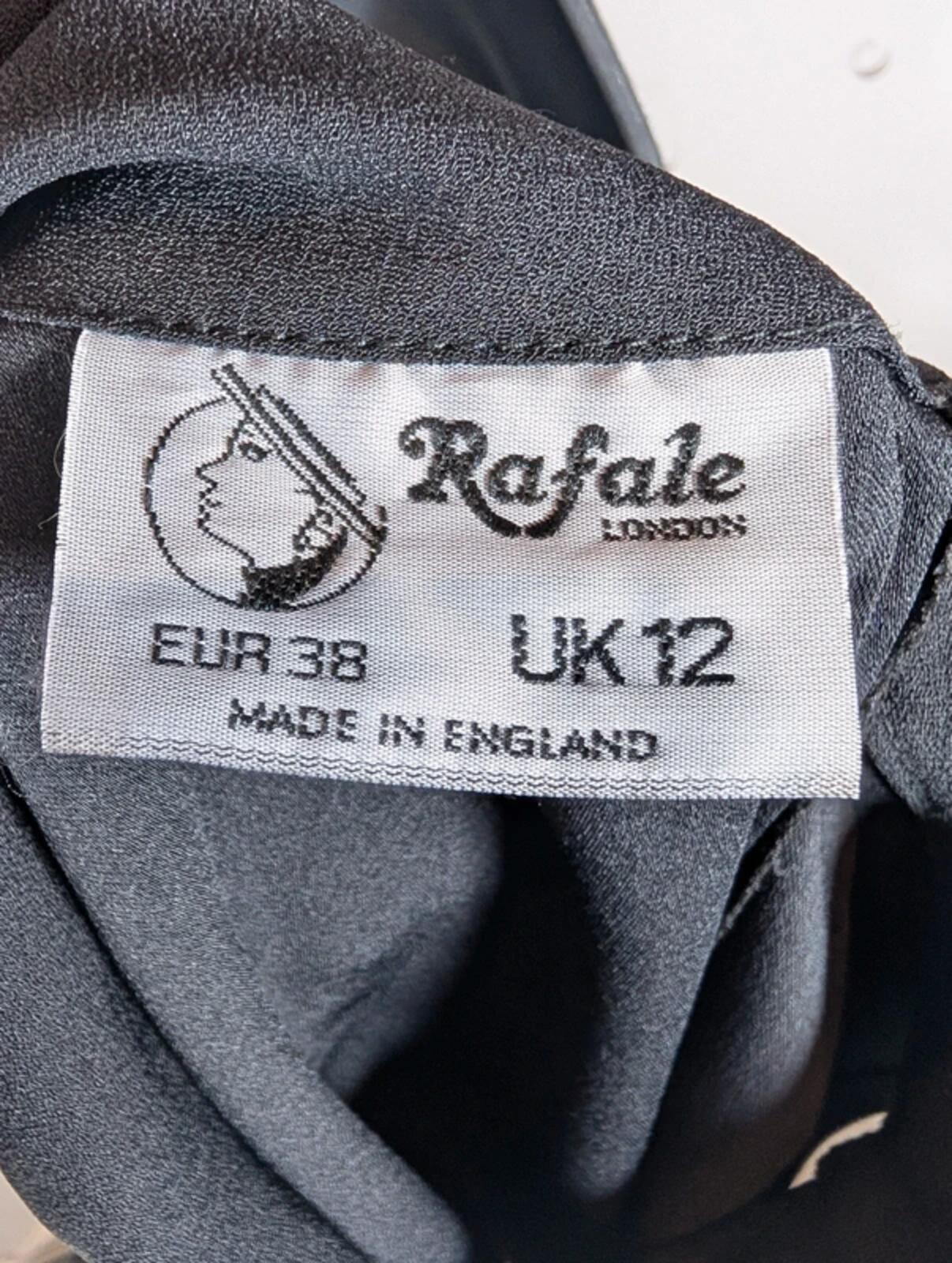 Vintage Rafale London Beaded Collar Black Sleeveless Blouse UK12 Made in England