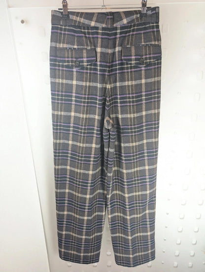 Massimo Dutti wool-blend plaid trousers XS