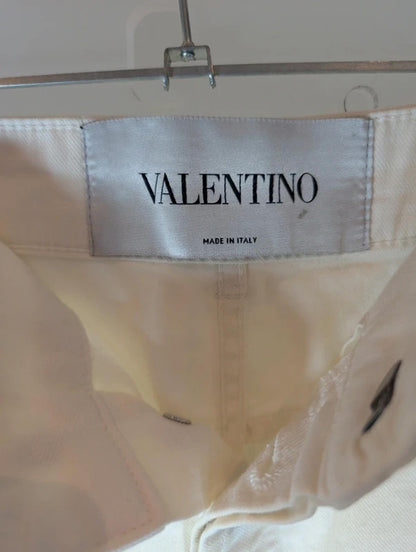 Vintage Valentino White Denim Shorts Turn Up Hem Made in Italy