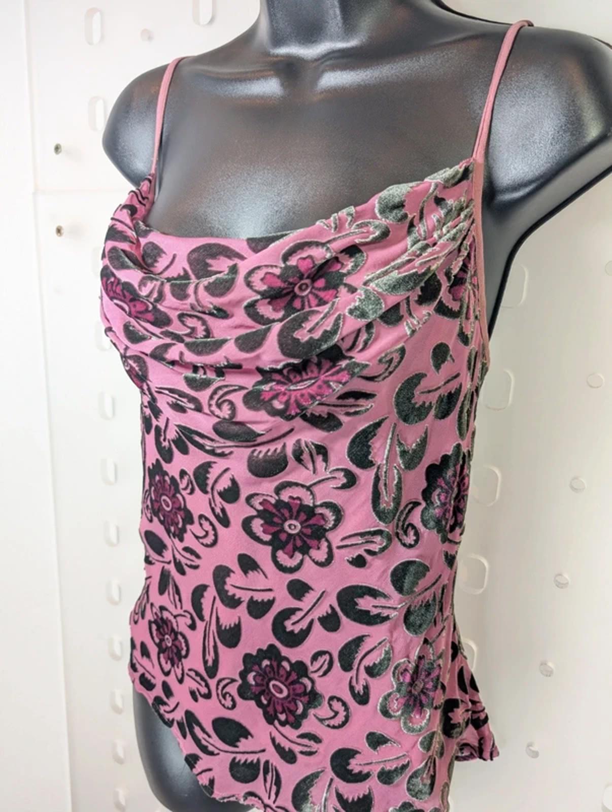 Vintage Laura Ashley Velvet Burnout Cowl Cami – UK 16 – Bias Cut