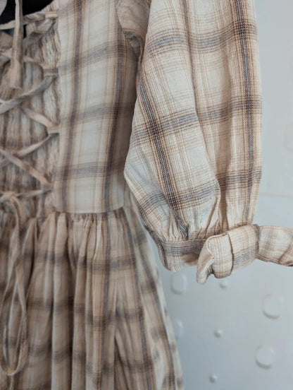 Lalaers Lolita Check Corset Full Skirt Dress Size S