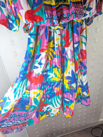 Vintage Kanga Collection by Dale Tryon Bold Print Midi Dress (Made in Hong Kong)