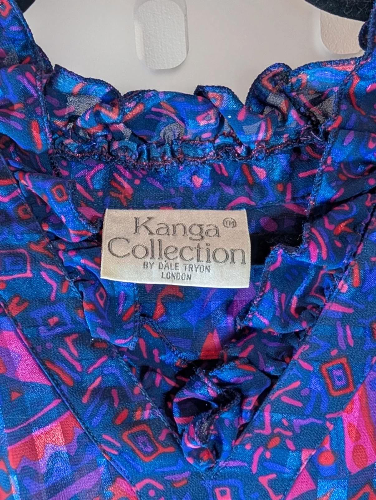 Vintage 70s Kanga Collection by Dale Tryon Maxi Dress – Pink & Purple Print – M