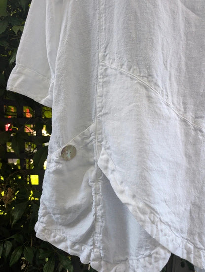 Pure Linen Asymmetric Dress White UK8