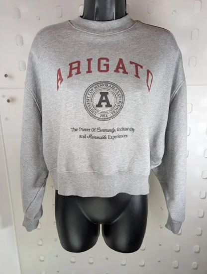 Axel Arigato Cropped Oversized Sweatshirt Grey Marl Small