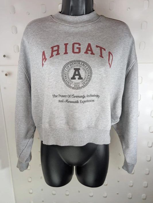 Axel Arigato Cropped Oversized Sweatshirt Grey Marl Small