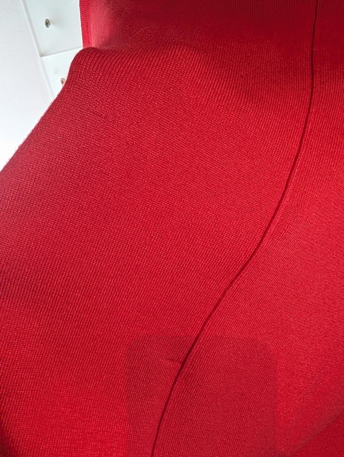 Marble Bright Red Batwing Knit Top XL V Neck