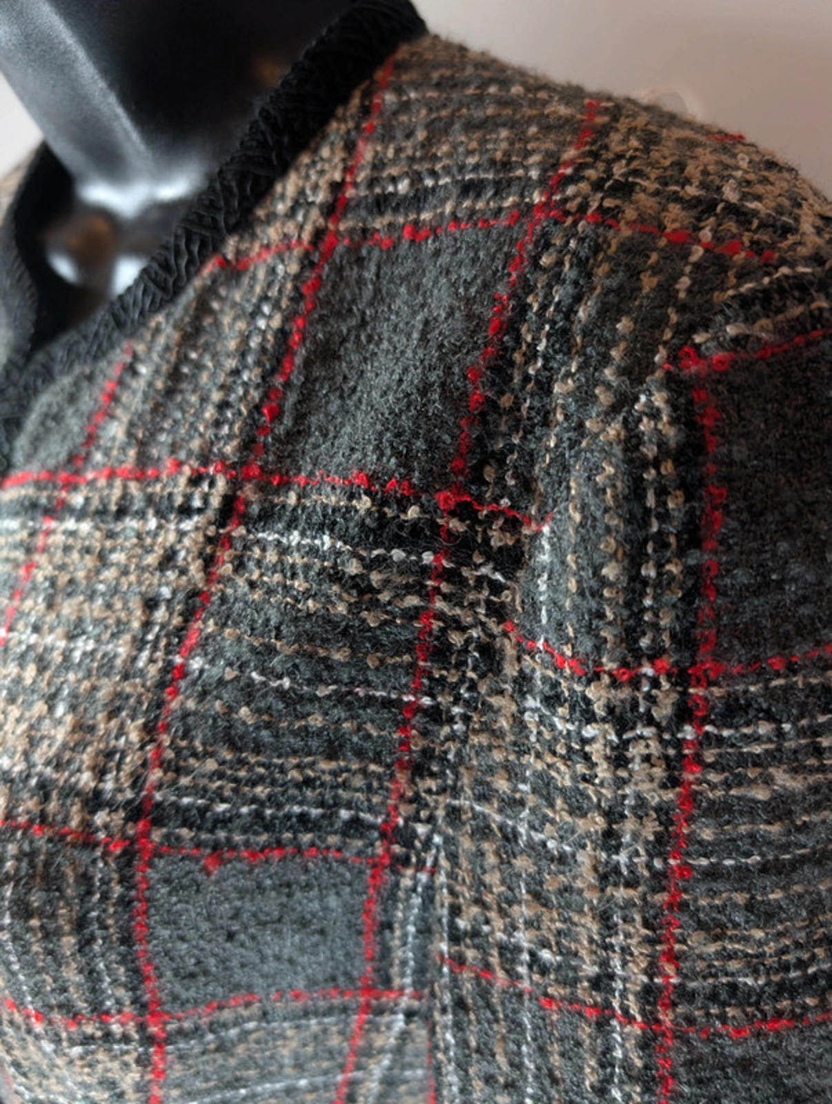 Vintage bouclé check jacket unlabelled (estimated UK 10).