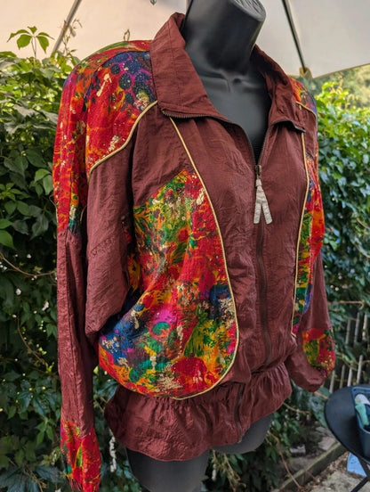 Vintage 1980s EVR Div Rousso Metallic Shell Jacket Paint Splatter